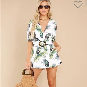 Tropical print white and green romper from Vici size S